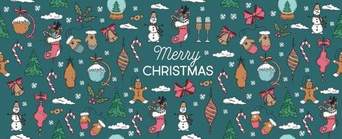 Christmas pattern in sketch style. Hand drawn illustration. vector