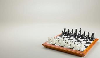 3D chess board game concept and business planning concept , line up on chessboard  ,3D rendering business strategy and space for copy space photo