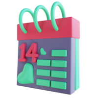 3D-illustration kärlekskalender 2 lämplig för alla hjärtans dag png