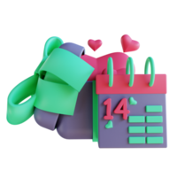 calendário de amor de ilustração 3d e caixa de presente 2 adequado para o dia dos namorados png