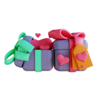 3d illustratie liefdesgeschenk 3 doos geschikt voor Valentijnsdag png