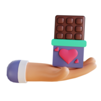 ilustração 3d amor chocolate e mão 3 apropriado para o dia dos namorados png