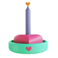 3D illustration love candle 2 suitable for valentine's day png