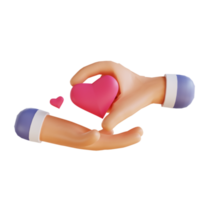 3D illustration love and hands suitable for valentine's day png