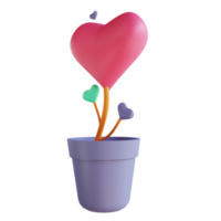 3D illustration love flower 2 suitable for valentine's day png
