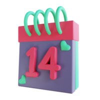 3D illustration love calendar 2 suitable for valentine's day png