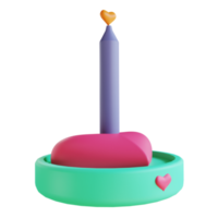 3D illustration love candle suitable for valentine's day png