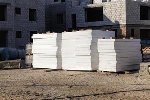 construction site with new ready to use slabs for house insulation photo