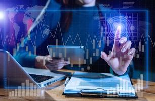 Intelligence  and business analytics with key performance indicators dashboard concept.StartUp photo