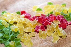 colored candied fruits, close-up photo