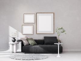 Mock up poster frame in modern interior background photo