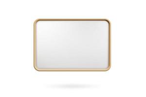 Wooden picture frame isolated on white background, Blank thin frame with empty space for decorative uses. 3d rendering. photo