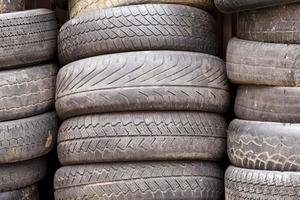 damaged tires - the photo of the rubber tires which were in the use. close up