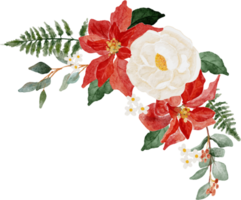collezione di ghirlande di bouquet di fiori di natale dell'acquerello