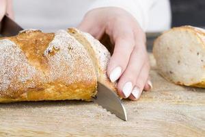 cut bread hand photo