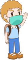 cartoon student boy with mask png