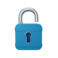 3d rendering open padlock isolated useful for user interface, apps and web design illustration png