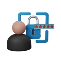 3d rendering user security isolated useful for user interface, apps and web design illustration png