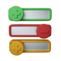 Configuración de representación 3d o interruptor aislado útil para la interfaz de usuario, aplicaciones e ilustración de diseño web png