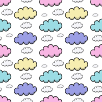 Delicate print, Multicolored clouds in cartoon style, seamless square pattern png