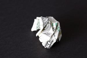 Crumpled dollar, close up photo