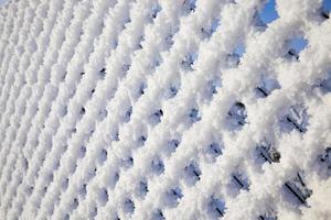 metal fence with snow photo