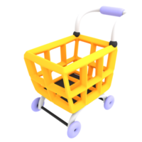 e-commerce pictogram leeg geel winkelwagentje 3d illustratie png