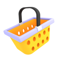 Ecommerce icon empty shopping basket 3d illustration png