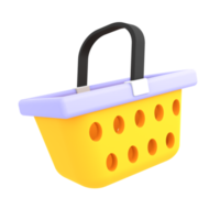 Ecommerce icon yellow gold shopping basket 3d illustration png