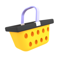 ícone de comércio eletrônico ilustração 3d de cesta de compras de ouro amarelo png
