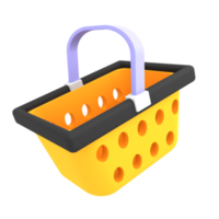 icono de comercio electrónico cesta de la compra de oro amarillo ilustración 3d