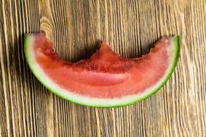 bitten watermelon, close up photo