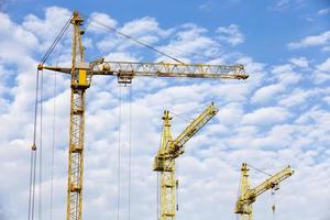 three construction metal crane photo