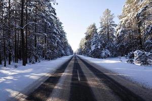 camino de invierno, nieve foto