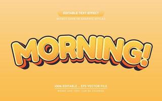 Morning 3D Editable Text Effect vector