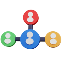 rede de negócios de renderização 3D com cores diferentes isoladas png