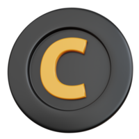 3d rendering black icon copyright isolated png