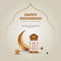 Happy Muharram Realistic Greeting Card vector