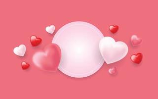 Cute 3d Love Hearts Decorative Composition Background vector