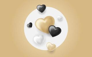 Fondo de composición decorativa de corazones de amor 3d elegante vector