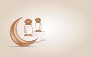 Islamic Background with Realistic 3d Crescent Moon vector