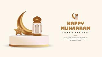 Happy Muharram Greeting Card Banner vector