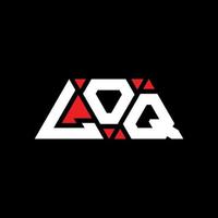 LOQ triangle letter logo design with triangle shape. LOQ triangle logo design monogram. LOQ triangle vector logo template with red color. LOQ triangular logo Simple, Elegant, and Luxurious Logo. LOQ