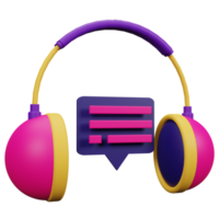 ilustración de icono 3d de auriculares para su sitio web, interfaz de usuario y presentación. Ilustración de procesamiento 3d. png