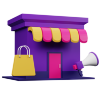 loja de ilustração de ícone 3d de marketing para seu site, interface de usuário e apresentação. ilustração de renderização 3D.