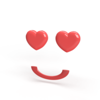 faccia con gli occhi a cuore. illustrazione di rendering 3d png