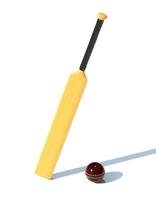 wooden bat and leather red cricket ball 3d render illustration photo