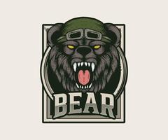 ilustración vintage de cabeza de oso agresivo. vector