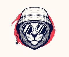 vintage illustration of cool cat with glasses. vector