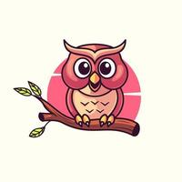 cute owl vector illustration. flat cartoon style.